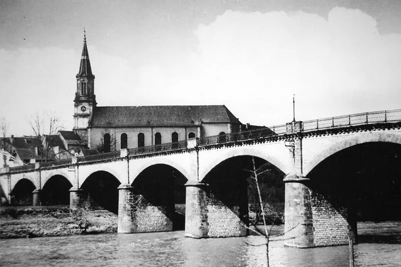 Foto Erste Brücke zwischen Kleinblittersdorf und Grosbliederstroff 1880-1939 - Titelbild der Tour "Radeln und Erinnern"